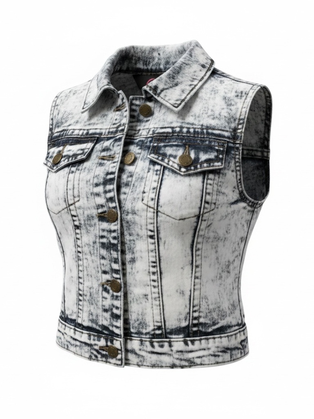 Kids Stone Wash Denim Vest with Black Accents 4T   Designed by 12 K 80's Style